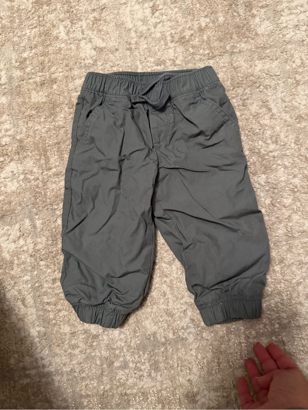 Kids Elastic Waist Jogger Lined Pants - Gray size 12/18M